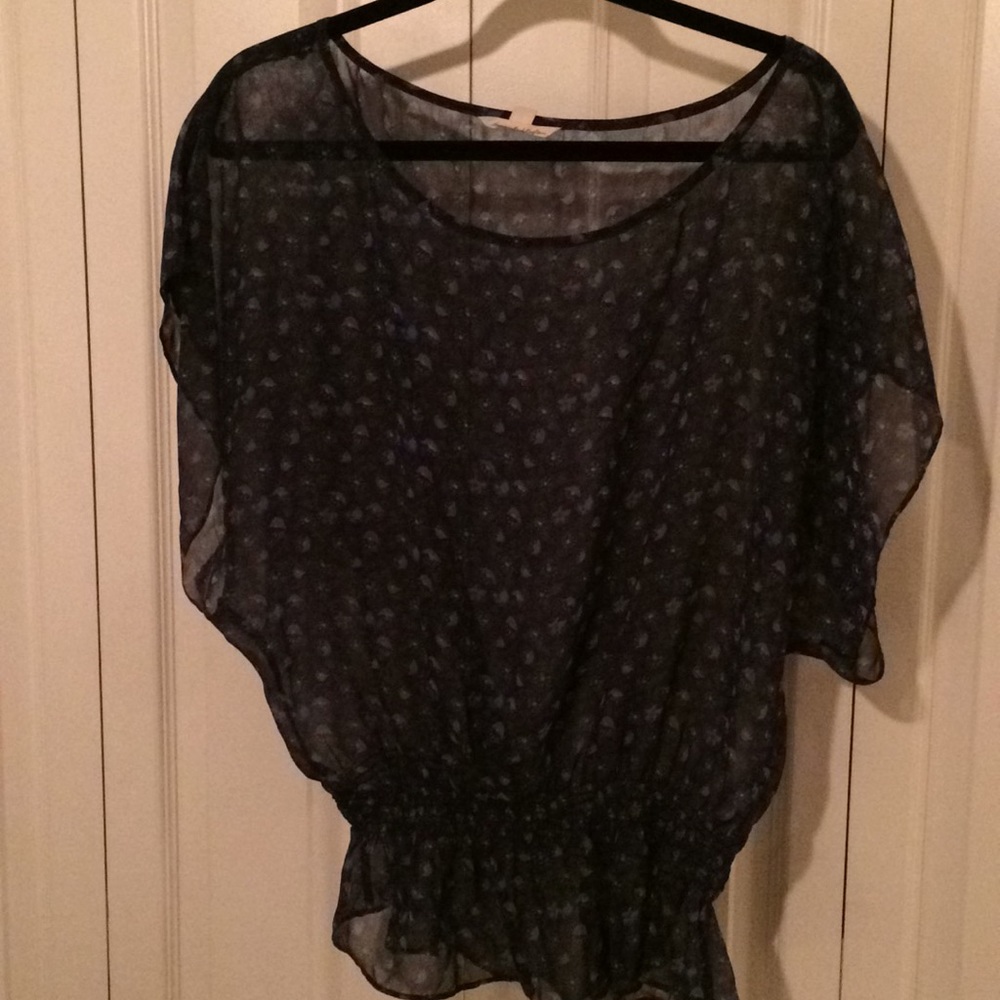 Navy/purple sheer blouse